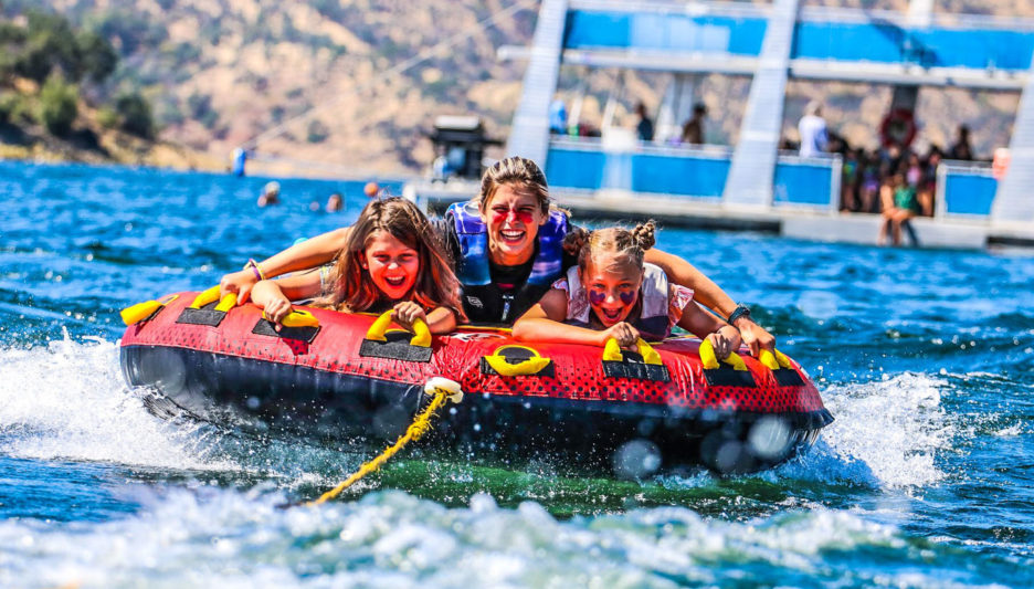 Campers having fun while tubing.