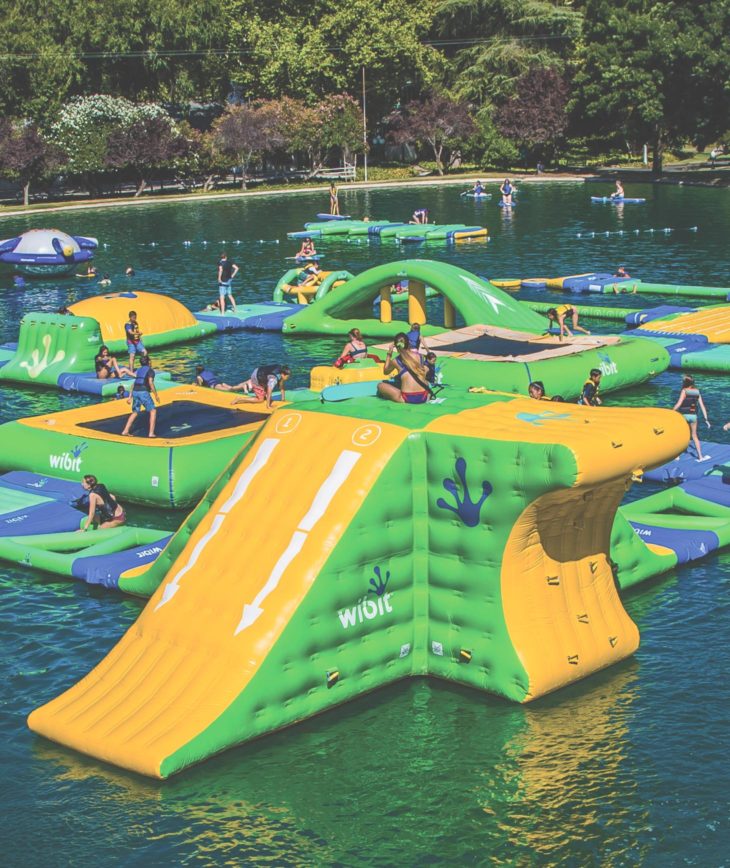 An inflatable obstacle course.