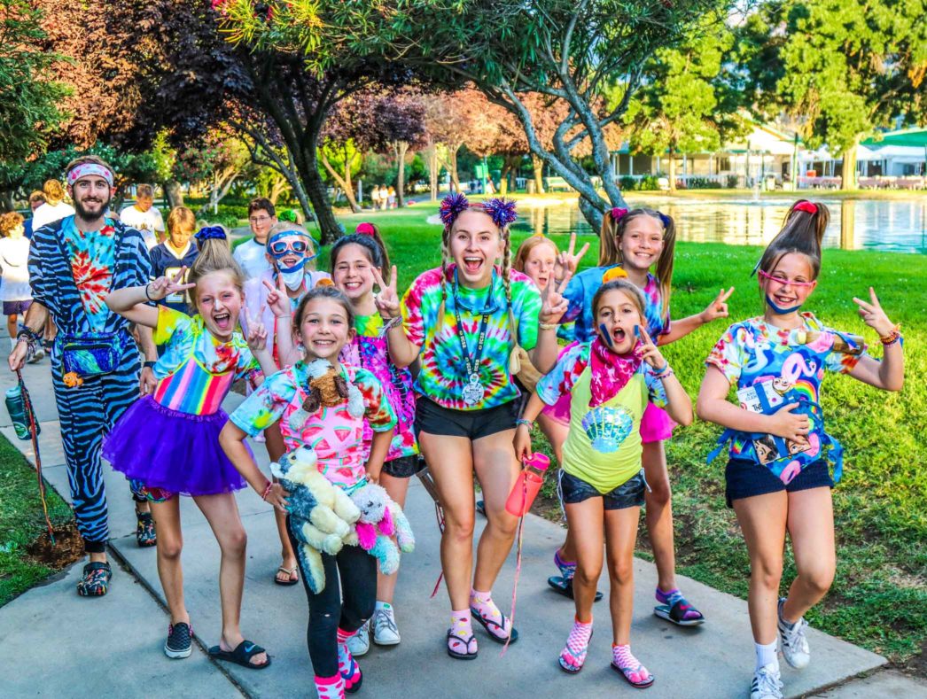 Campers having fun dressing up in silly clothes